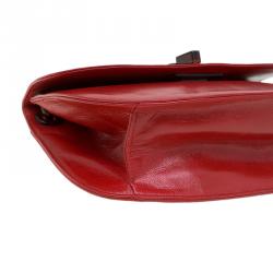 Pre Owned Prada Red Leather Madras Shoulder Bag