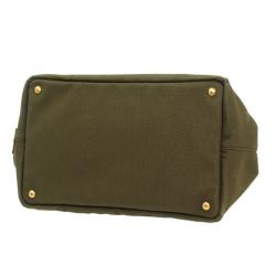 Pre Owned Prada Khaki Canvas Canapa Tote