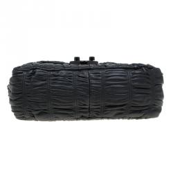 Pre Owned Prada Black Leather Gaufre Chain Shoulder Bag