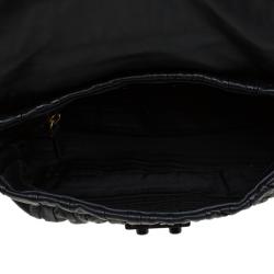 Pre Owned Prada Black Leather Gaufre Chain Shoulder Bag