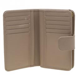 Pre Owned Prada Latte Saffiano Leather Zip Around Compact Wallet