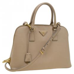 Pre Owned Prada Beige Saffiano Lux Leather Tote