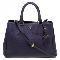 Pre Owned Prada Purple Vitello Daino Leather Medium Tote 