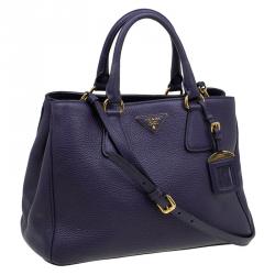 Pre Owned Prada Purple Vitello Daino Leather Medium Tote 