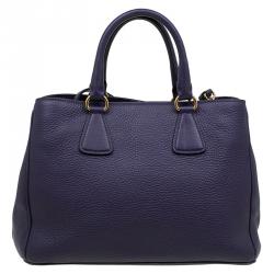 Pre Owned Prada Purple Vitello Daino Leather Medium Tote 