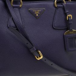 Pre Owned Prada Purple Vitello Daino Leather Medium Tote 