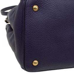 Pre Owned Prada Purple Vitello Daino Leather Medium Tote 