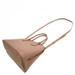 Pre Owned Prada Beige Saffiano Lux Leather Open Promenade Satchel