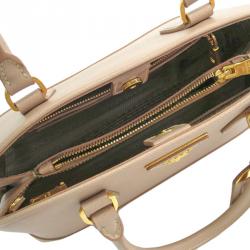 Pre Owned Prada Beige Saffiano Lux Leather Open Promenade Satchel