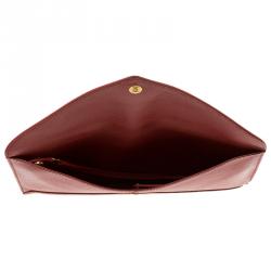 Pre Owned Prada Red Saffiano Leather Envelope Wallet