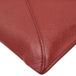 Pre Owned Prada Red Saffiano Leather Envelope Wallet
