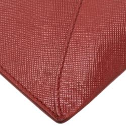 Pre Owned Prada Red Saffiano Leather Envelope Wallet