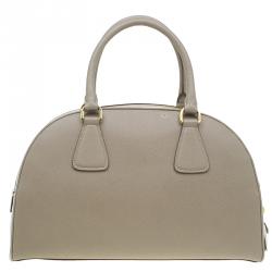 Pre Owned Prada Beige/White Saffiano Lux Leather Bowler Bag
