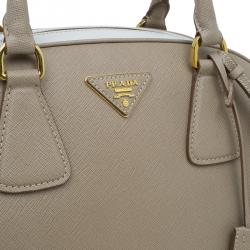 Pre Owned Prada Beige/White Saffiano Lux Leather Bowler Bag