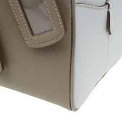 Pre Owned Prada Beige/White Saffiano Lux Leather Bowler Bag