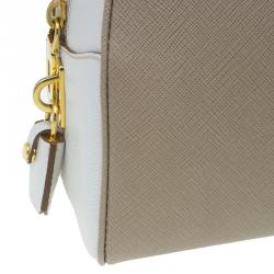 Pre Owned Prada Beige/White Saffiano Lux Leather Bowler Bag