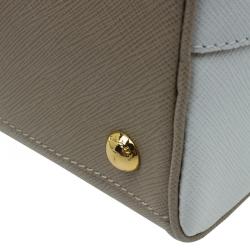 Pre Owned Prada Beige/White Saffiano Lux Leather Bowler Bag