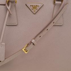 Pre Owned Prada Nude Saffiano Lux Leather Medium Promenade Top Handle Bag