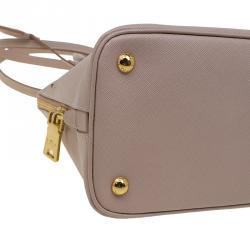 Pre Owned Prada Nude Saffiano Lux Leather Medium Promenade Top Handle Bag