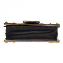 Pre Owned Prada Red/Black Crocodile and Leather Cahier Shoulder Bag