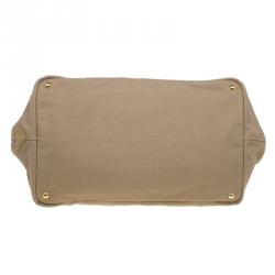 Pre Owned Prada Beige Canvas Logo Print Tote