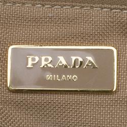 Pre Owned Prada Beige Canvas Logo Print Tote