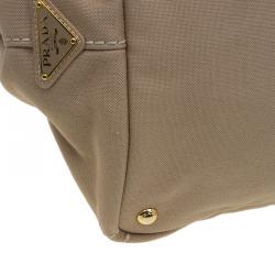 Pre Owned Prada Beige Canvas Logo Print Tote