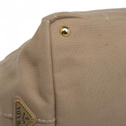 Pre Owned Prada Beige Canvas Logo Print Tote