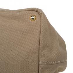 Pre Owned Prada Beige Canvas Logo Print Tote