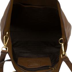 Pre Owned Prada Brown Vitello Daino Leather Shopper Tote