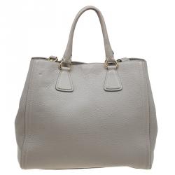Pre Owned Prada Grey Vitello Daino Leather Shopper Tote
