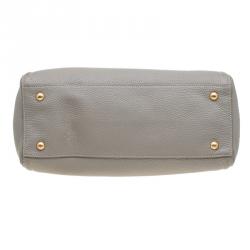 Pre Owned Prada Grey Vitello Daino Leather Shopper Tote