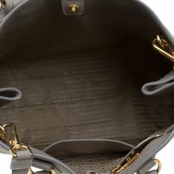 Pre Owned Prada Grey Vitello Daino Leather Shopper Tote