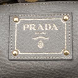 Pre Owned Prada Grey Vitello Daino Leather Shopper Tote