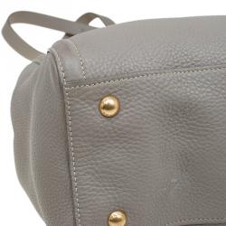 Pre Owned Prada Grey Vitello Daino Leather Shopper Tote