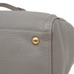 Pre Owned Prada Grey Vitello Daino Leather Shopper Tote