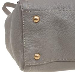 Pre Owned Prada Grey Vitello Daino Leather Shopper Tote