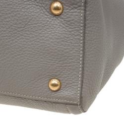 Pre Owned Prada Grey Vitello Daino Leather Shopper Tote