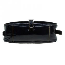 Pre Owned Prada Black Patent Leather Flap Crossbody Bag