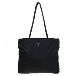 Pre Owned Prada Black Nylon Shopper Tote