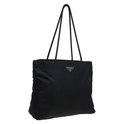 Pre Owned Prada Black Nylon Shopper Tote