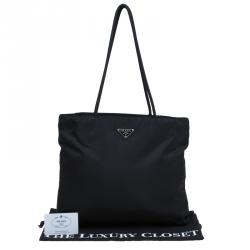 Pre Owned Prada Black Nylon Shopper Tote