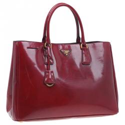 Pre Owned Prada Scarlet Patent Leather Spazzolato Lux Tote