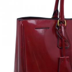 Pre Owned Prada Scarlet Patent Leather Spazzolato Lux Tote