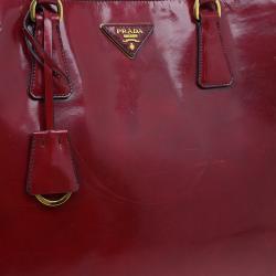 Pre Owned Prada Scarlet Patent Leather Spazzolato Lux Tote