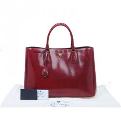 Pre Owned Prada Scarlet Patent Leather Spazzolato Lux Tote
