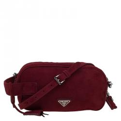 Pre Owned Prada Burgundy Suede Crossbody Bag
