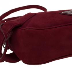Pre Owned Prada Burgundy Suede Crossbody Bag