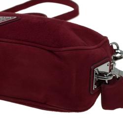 Pre Owned Prada Burgundy Suede Crossbody Bag