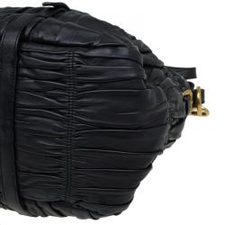 Pre Owned Prada Black Gaufre Leather Shopping Tote